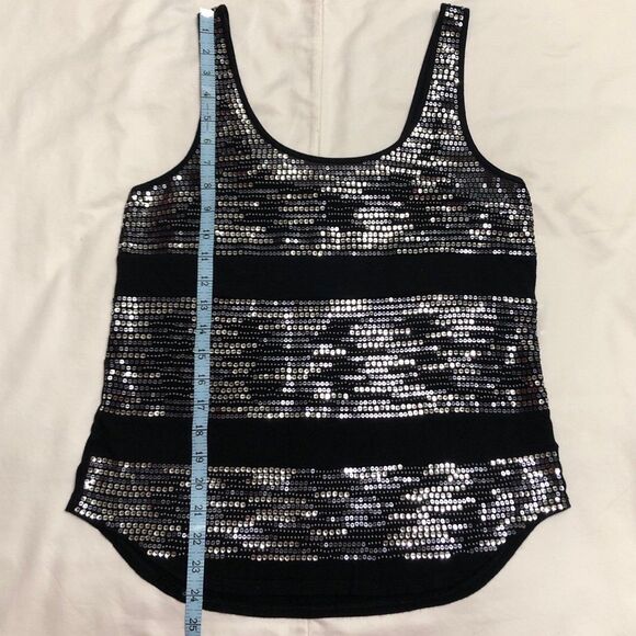 Express Sleeveless Top Size Small Black With Silver Sequins and Beads - Picture 10 of 10